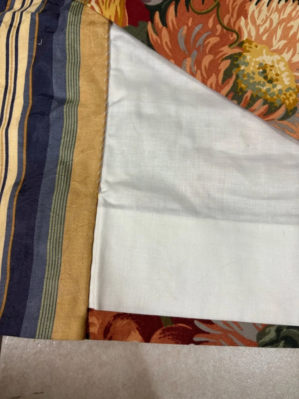 Vintage Floral Botanical Curtain Panels Drapes with striped edges